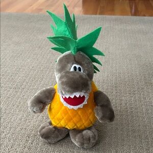 Vintage Dole Pineosaurus Plush Dinosaur Toy with Green Spikes